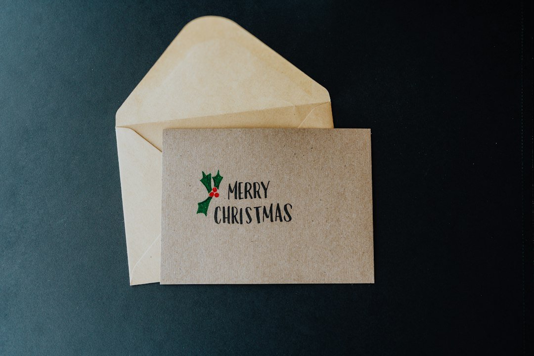 Holiday gift spending: Christmas greeting card and envelope