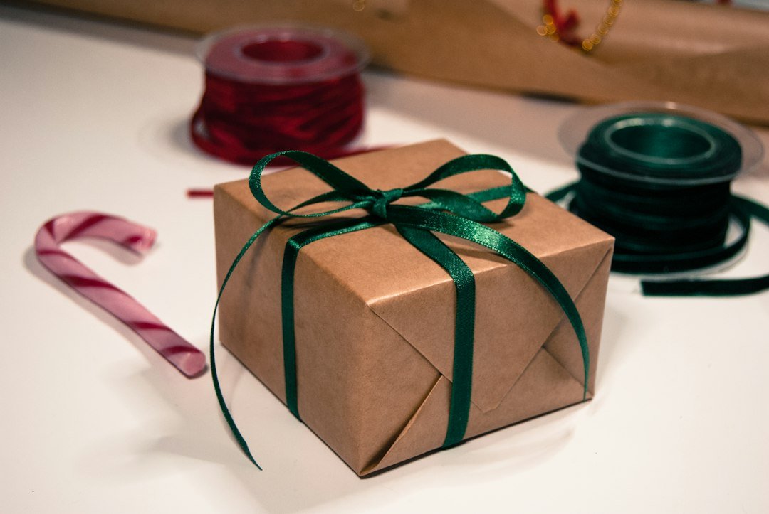 A simply wrapped holiday gift for someone who is tight on cash